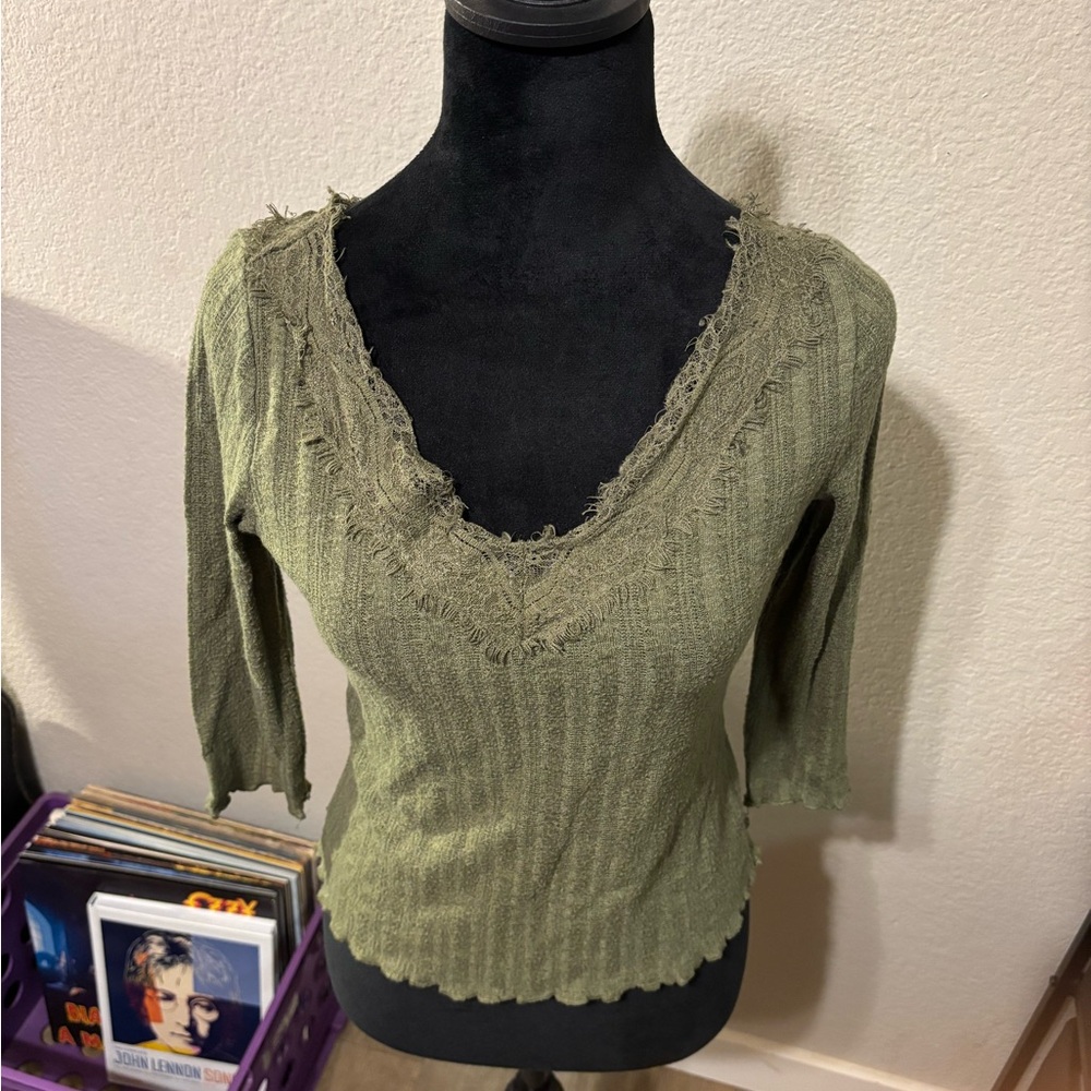 No Boundaries Olive Knit Top